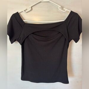 Black Cut Out Fitted Crop Top